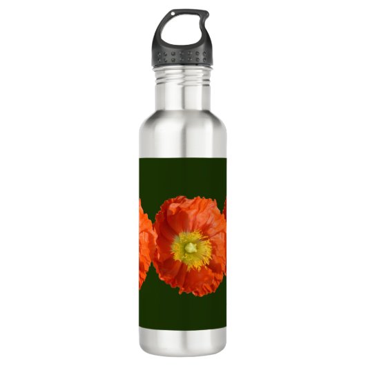 Helle Orange Poppy Blume Edelstahlflasche (Vorderseite)