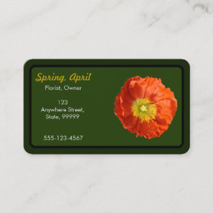 Helle Orange Poppy Blume Visitenkarte