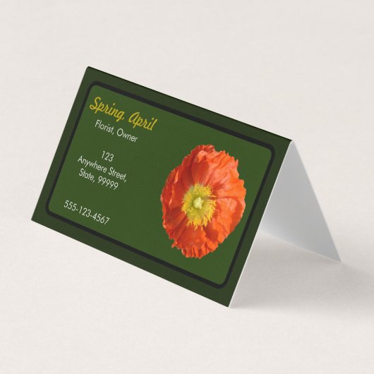 Helle Orange Poppy Blume Visitenkarten (Vorderseite)