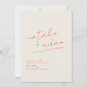 Helle Orange Retro Whimsical in einer Hochzeit Einladung (Vorderseite)