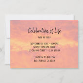 Helle Orange Sonnenuntergang Feier des Lebens Einladung (Rückseite)