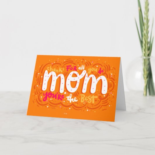 Helle Orange Typografy Mothers Day Card Karte (Vorderseite)