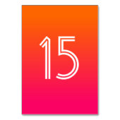 Helle Orange und Hot Pink Ombre White Wedding Tischnummer (Rückseite)