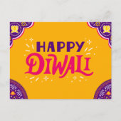 Helle Orange und Lila festliches Happy Diwali Postkarte (Vorderseite)