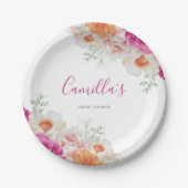 Helle orange- und rosa Aquarellplatte Pappteller (Vorderseite)