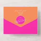 Helle Orange und rosa Hochzeit All In One Einladung (Rückseite)