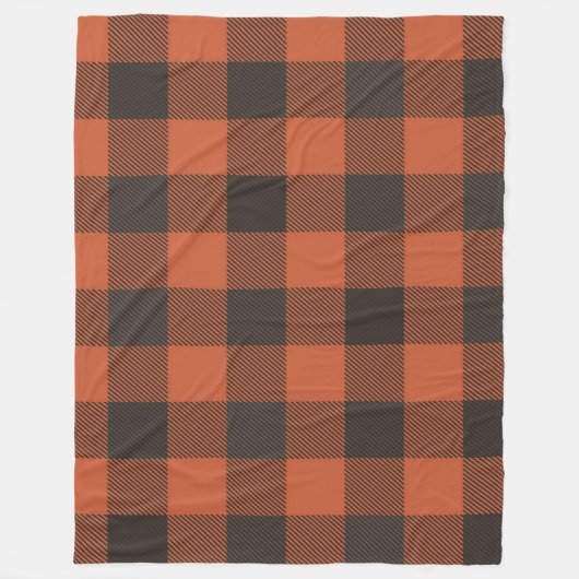 Helle Orange und Schwarz Kariert Fleecedecke (Vorderseite)