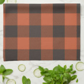 Helle Orange und Schwarz Kariert Geschirrtuch (Gefaltet)