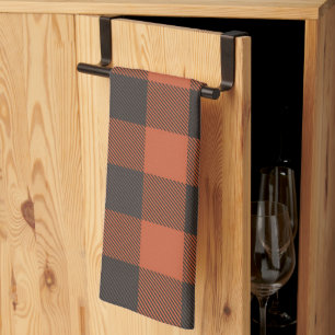Helle Orange und Schwarz Kariert Geschirrtuch