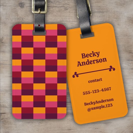Helle Orange und Violett Kombination Gepäckanhänger