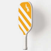 Helle Orange- und Weißstreifen-Monogramm Pickleball Schläger (Links)