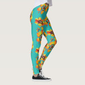 Helle Orangefarbene Blume - Aqua Leggings (Rechts)