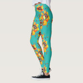 Helle Orangefarbene Blume - Aqua Leggings (Links)