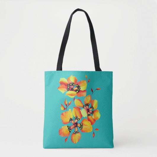Helle Orangefarbene Blume - Aqua Tasche (Vorderseite)