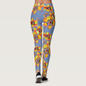 Helle Orangefarbene Blume - Blauer Grau Leggings (Rückseite)