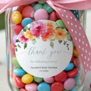 Helle orangefarbene rosa Pfingstrosen Blumenblüten Runder Aufkleber