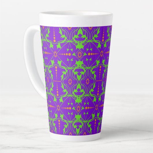 Helle orangefarbene und hellgrüne Ornamente auf Li Milchtasse (Linke Ecke)