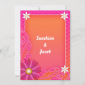 Helle Orangen- und rosa Sommerhochzeiten Einladung (Rückseite)