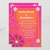 Helle Orangen- und rosa Sommerhochzeiten Einladung (Vorne/Hinten)