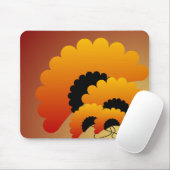 Helle Orangen- und Schwarze Blume Mousepad (Mit Mouse)