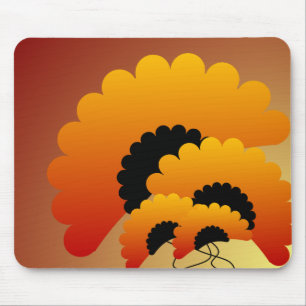 Helle Orangen- und Schwarze Blume Mousepad