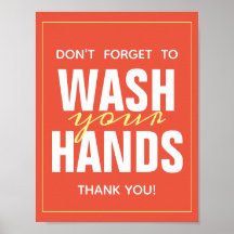 Helle Orangentypografie in den Händen waschen