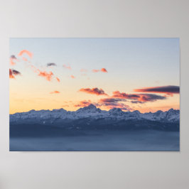 Helle Orangenwolken oberhalb Triglav, Slowenien Poster