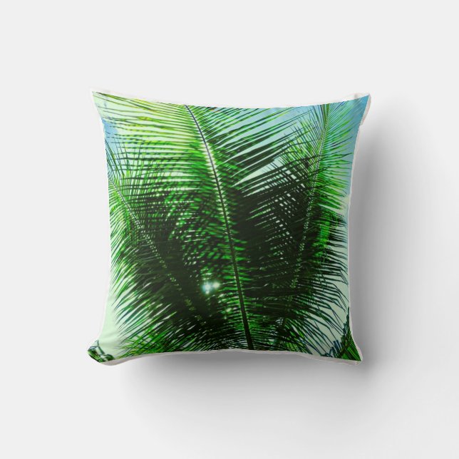 Helle Palm Throw Kissen (Vorderseite)