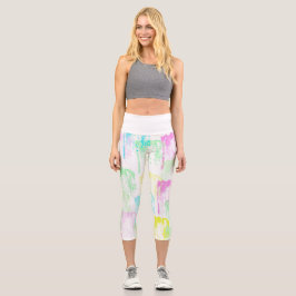 Helle Pasta Türkis Grün Blau Pink Abstrakte Kunst Capri Leggings