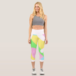 Helle Pasta Türkis Grün Blau Pink Abstrakte Kunst Capri Leggings