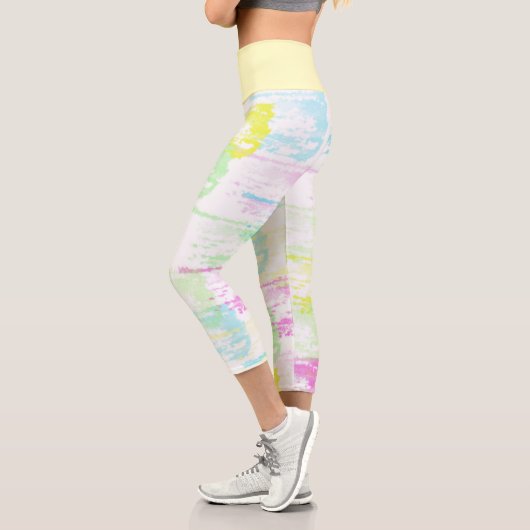 Helle Pasta Türkis Grün Blau Pink Abstrakte Kunst Capri Leggings (Links)