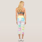 Helle Pasta Türkis Grün Blau Pink Abstrakte Kunst Capri Leggings (Rückseite)