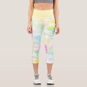 Helle Pasta Türkis Grün Blau Pink Abstrakte Kunst Capri Leggings (Vorderseite)