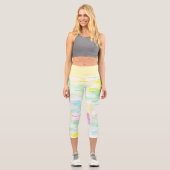 Helle Pasta Türkis Grün Blau Pink Abstrakte Kunst Capri Leggings (Vorderseite)