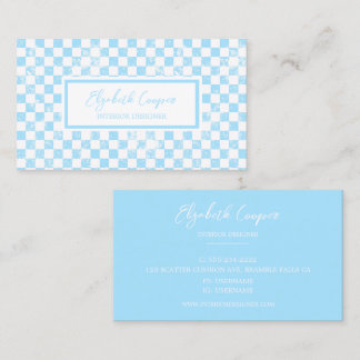 Helle Pastel Blue Checkboard Visitenkarte