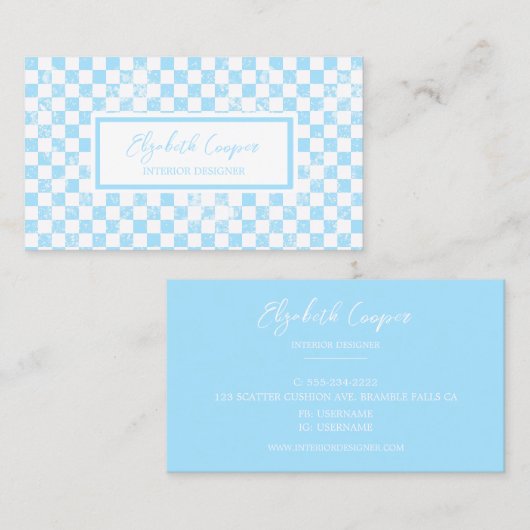 Helle Pastel Blue Checkboard Visitenkarte (Vorne/Hinten)