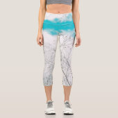 Helle Pastel Light Blue Turquoise Treff Sky Capri Leggings (Vorderseite)