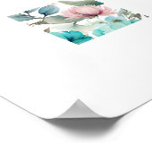 Helle Pastel Pink Blauer Blumen Florals von Ava Poster (Ecke)