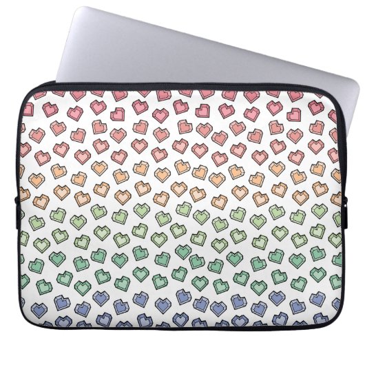 Helle Pastel Rainbow Gemstone Herzermuster Laptopschutzhülle (Vorderseite)