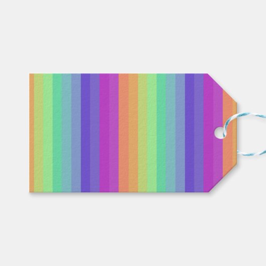 Helle Pastel Rainbow Strift Geschenkmarke Geschenkanhänger (Vorderseite (Horizontal))