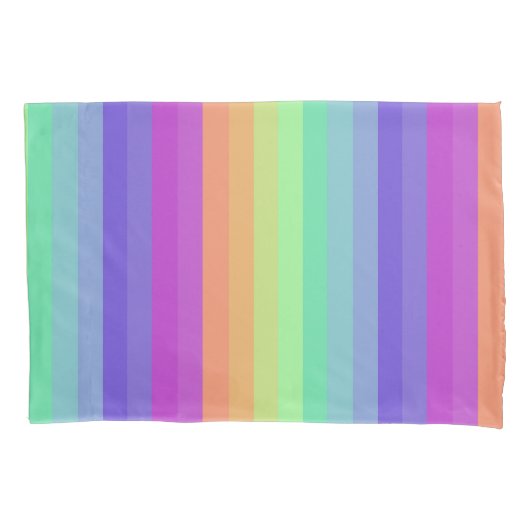 Helle Pastel Rainbow Strip Pillowcase Kissenbezug (Vorderseite)