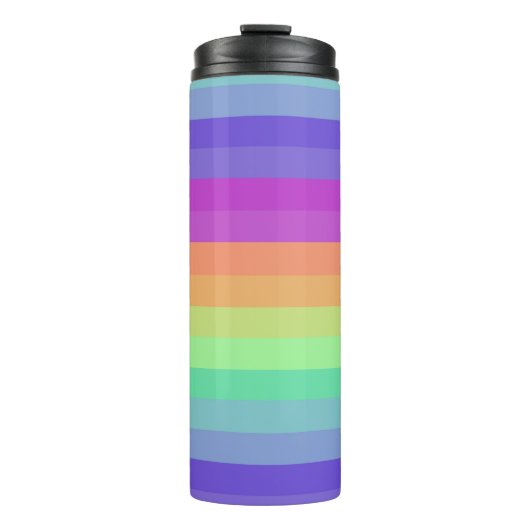 Helle Pastel Rainbow Stripe Thermal Tumbler Thermosbecher (Vorderseite)