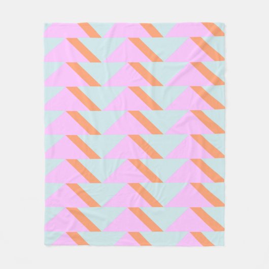 Helle Pastel Retro Geometrisches Muster Pink Aqua Fleecedecke (Vorderseite)