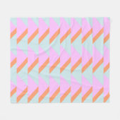Helle Pastel Retro Geometrisches Muster Pink Aqua Fleecedecke (Vorderseite (Horizontal))