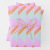 Helle Pastel Retro Geometrisches Muster Pink Aqua Geschenkpapier Set (Beispiel)