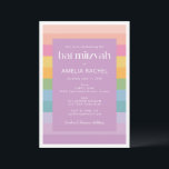 Helle Pastel Stripe Rainbow Lila Bat Mitzvah Einladung<br><div class="desc">Helle Pastel Stripe Rainbow Lila Bat Mitzvah Einladung</div>