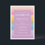 Helle Pastel Stripe Rainbow Lila Bat Mitzvah Einladung<br><div class="desc">Helle Pastel Stripe Rainbow Lila Bat Mitzvah Einladung</div>