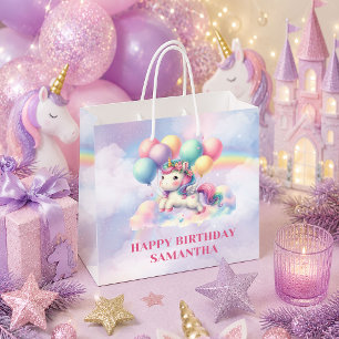Helle Pastell-Einhorn-Mädchen-Geburtstags-Geschenk Große Geschenktüte