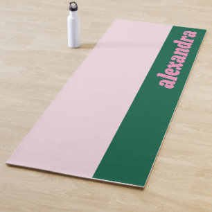 Helle Pastell-Farbblock Rosa Grün Personalisiert  Yogamatte