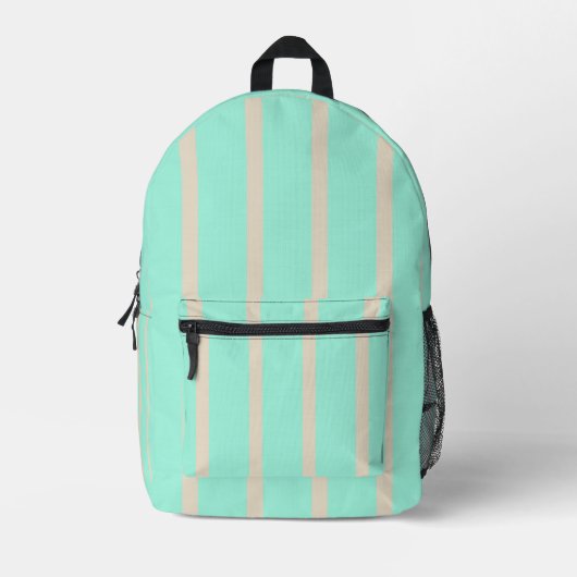 Helle pastellblaue und graue Streifen Bedruckter Rucksack (Vorderseite)